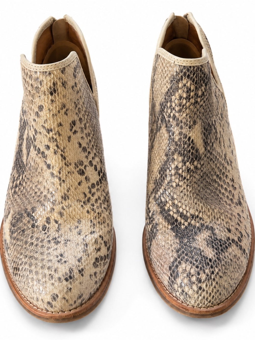 Söfft Abena Snake Print Ty Leather Ankle Booties Size 10 Back Zip Block Heel